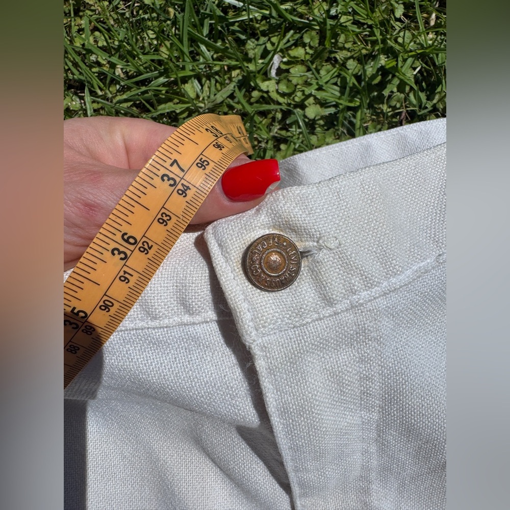 60s Vintage Big E Levi’s Sta-Press White Pants Plus Size - Picture 5 of 14